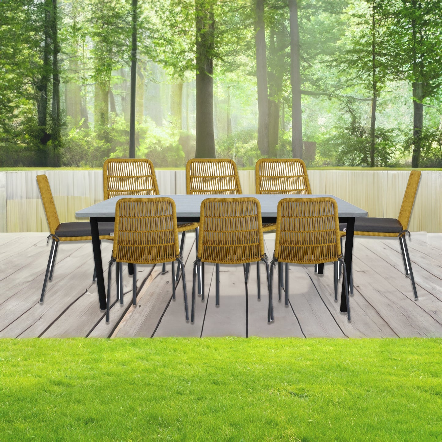 Bolivia 240cm 9PC Outdoor Dining Set With Concrete Table