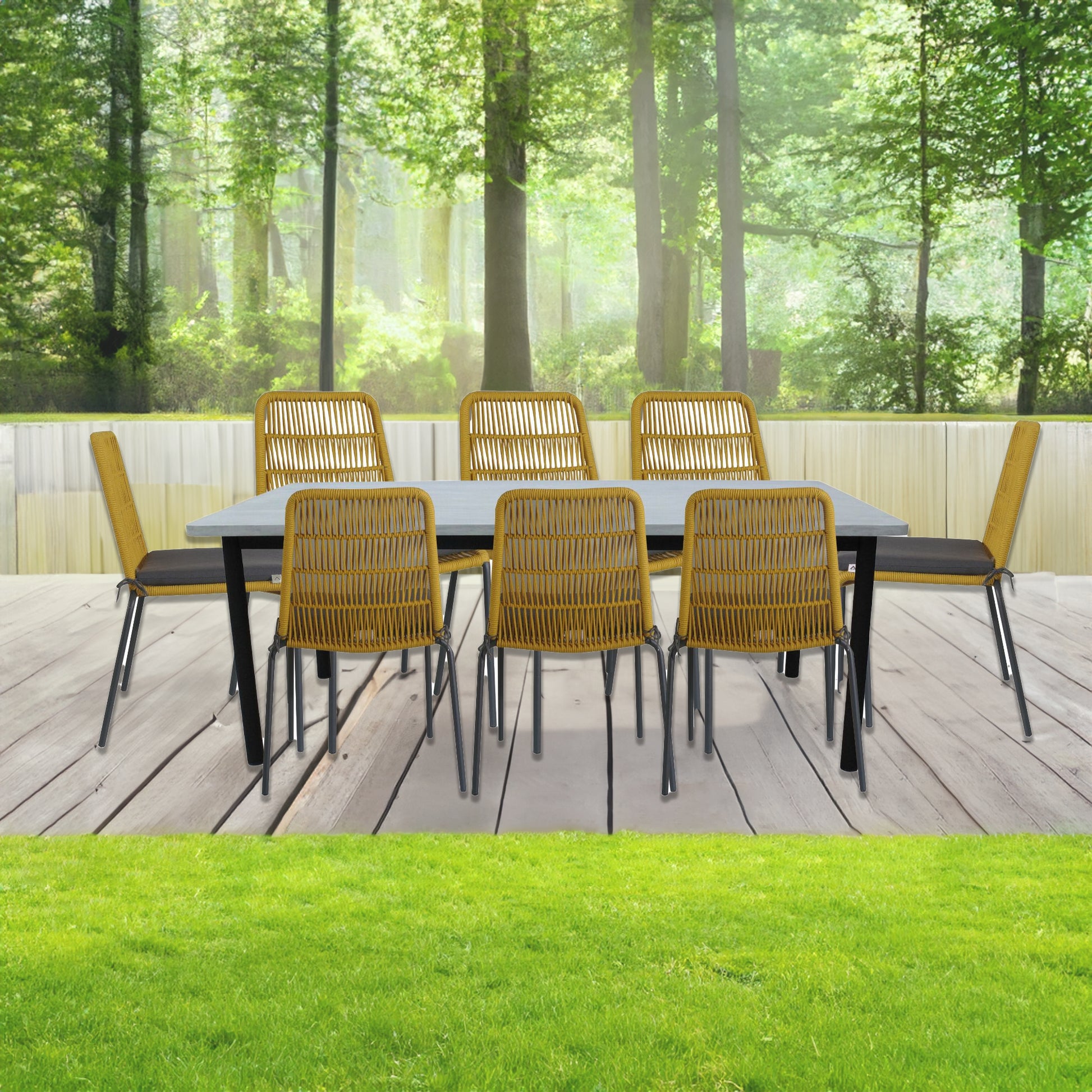 Bolivia 240cm 9PC Outdoor Dining Set With Concrete Table - Nova Tech