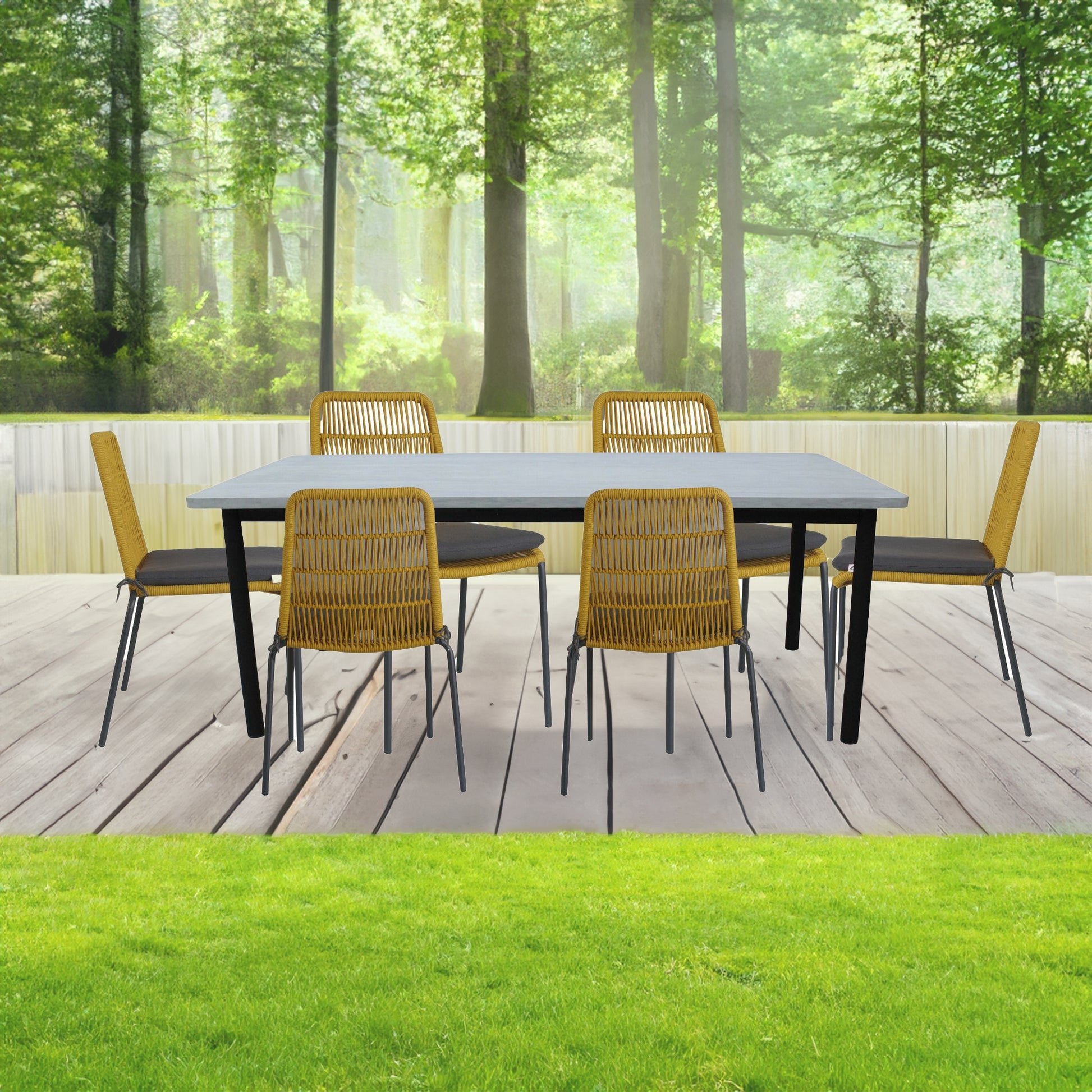 Bolivia 180cm 7PC Outdoor Dining Set With Concrete Table - Nova Tech