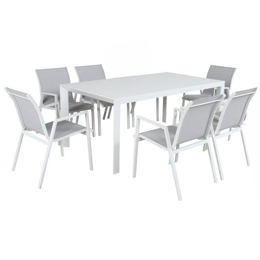 Finland 178cm 7PC Outdoor Dining Set Aluminium Table - Nova Tech
