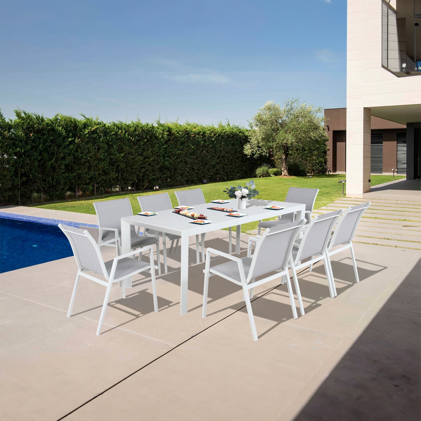 Finland 178cm 7PC Outdoor Dining Set Aluminium Table