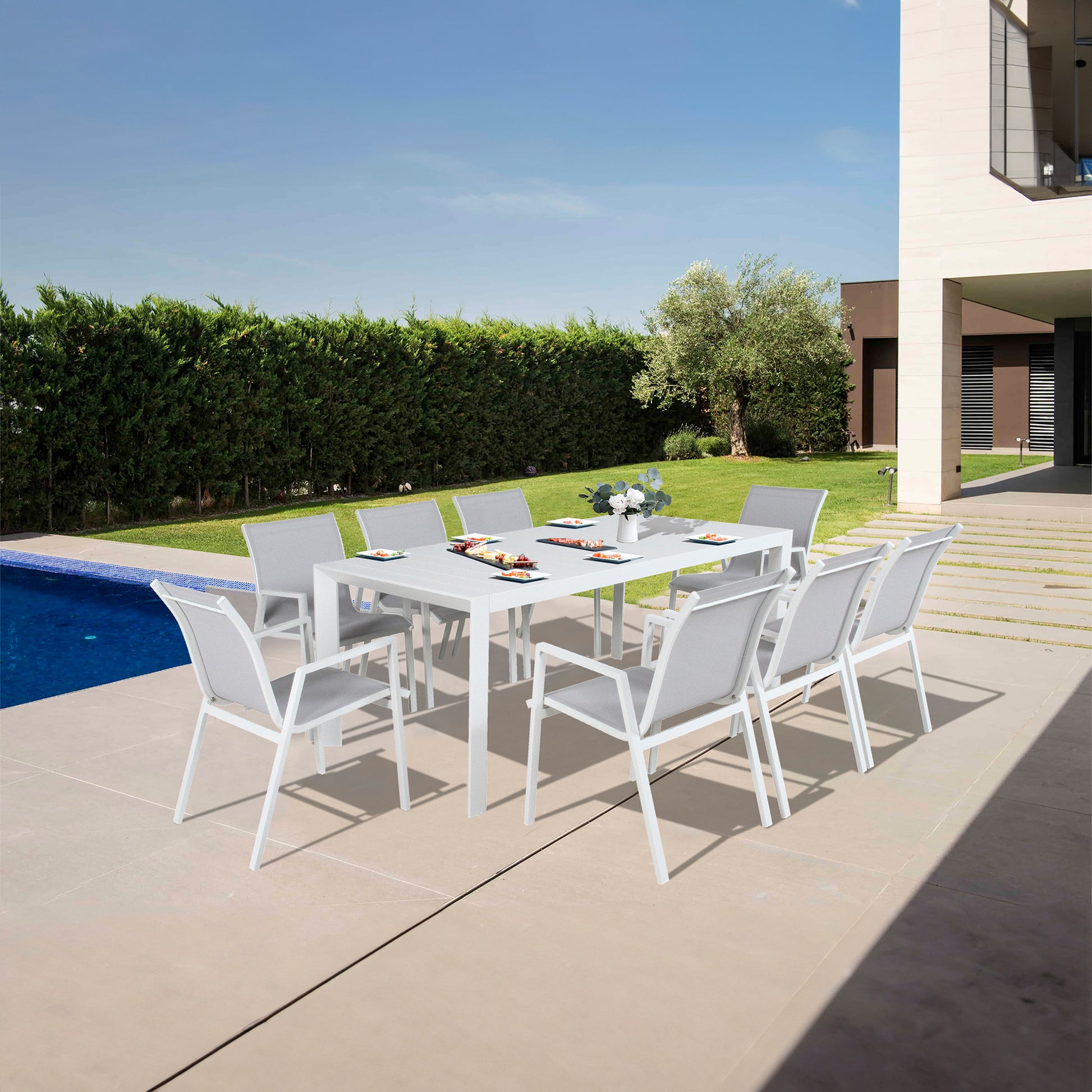 Finland 178cm 7PC Outdoor Dining Set Aluminium Table - Nova Tech