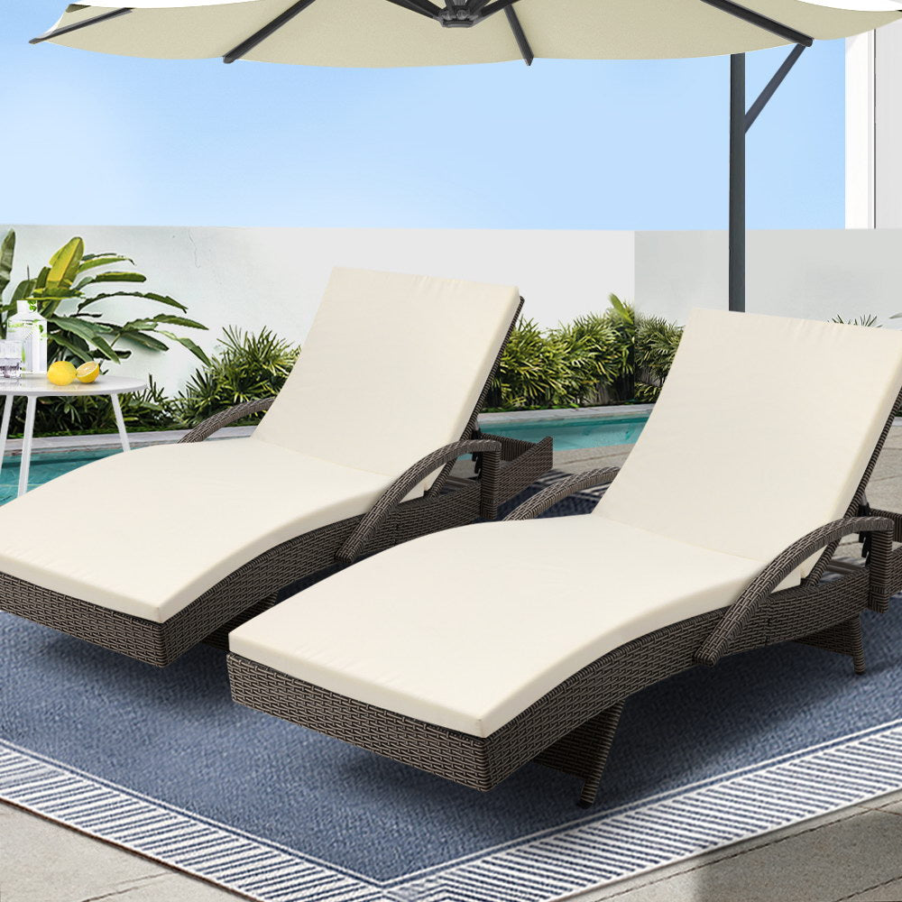 Malta X2 Wicker Sun Lounger - Nova Tech