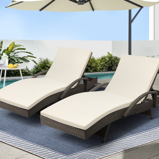 Malta X2 Wicker Sun Lounger - Nova Tech