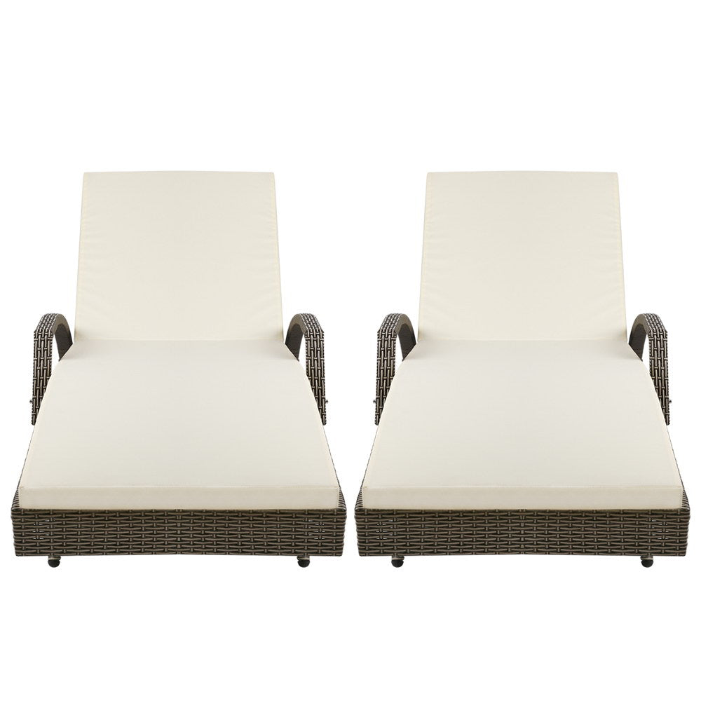 Malta X2 Wicker Sun Lounger - Nova Tech