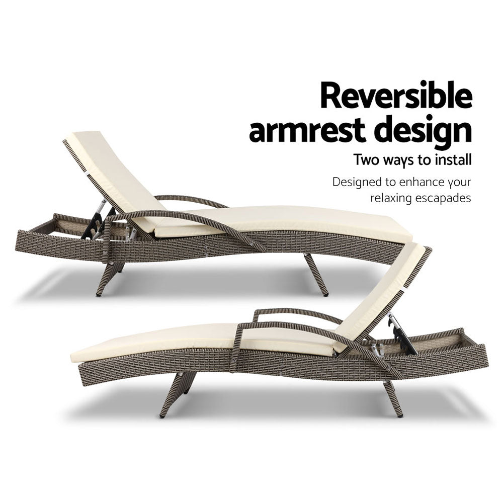 Malta X2 Wicker Sun Lounger - Nova Tech