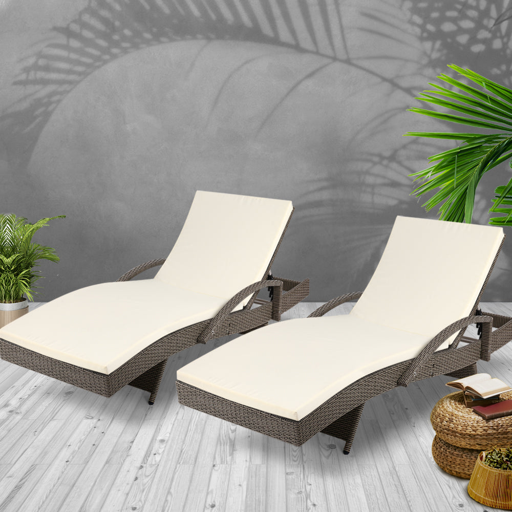 Malta X2 Wicker Sun Lounger - Nova Tech
