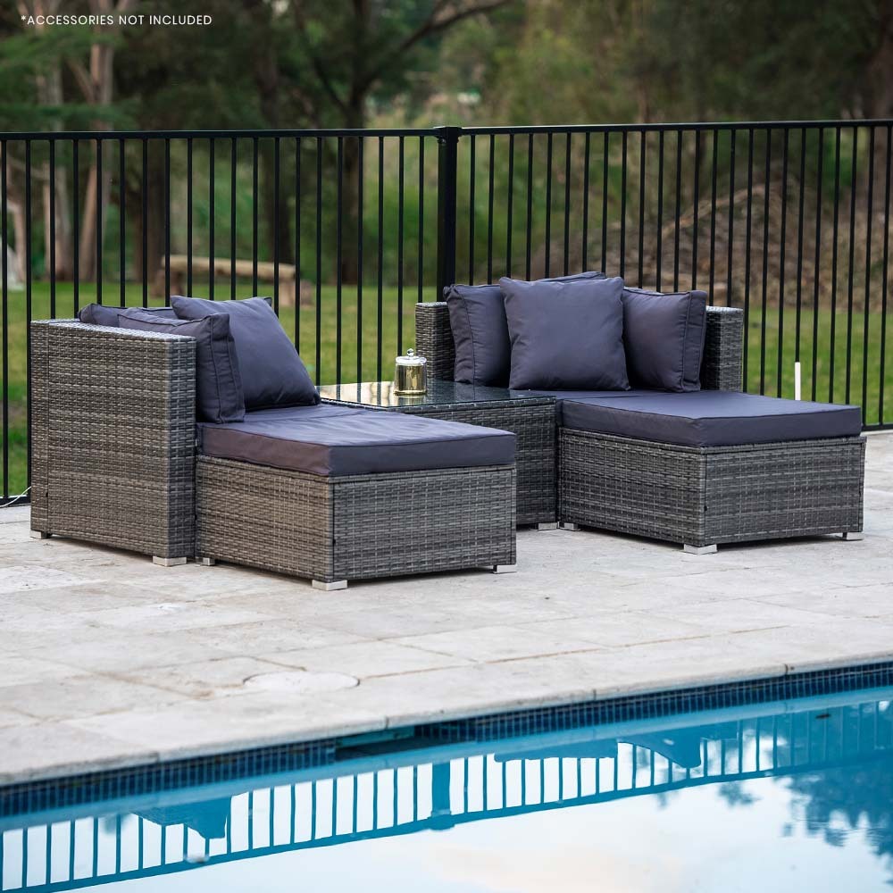 London 5PC Wicker Outdoor Lounge Set With Coffee Table - Nova Tech