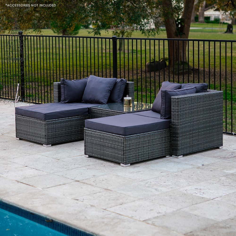London 5PC Wicker Outdoor Lounge Set With Coffee Table - Nova Tech